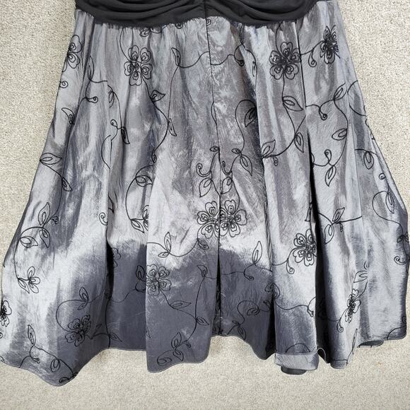 VTG SL Fashions Taffeta Party Dress Womens 16W Silver Black Evening Cocktail New - Picture 8 of 16